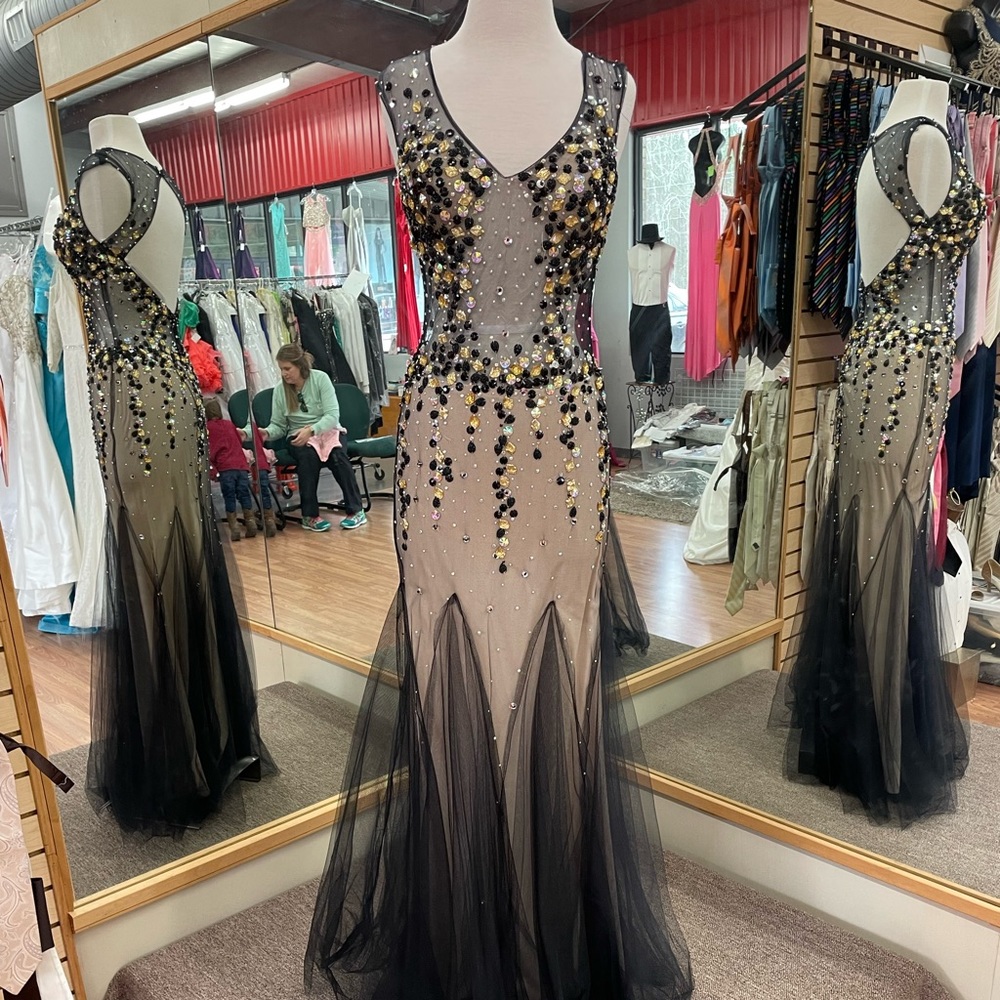 New listing - A wow Formal Gown Black & Nude Size 10 by Envious Couture